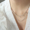 Wholesale Titanium Steel Geometric Diamond Pendant Necklace With Doublelayer Chain And Electroplating Treatment For Women