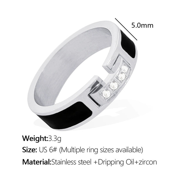 Wholesale 316L Stainless Steel Geometric Diamond Ring And Bracelet Simple Style