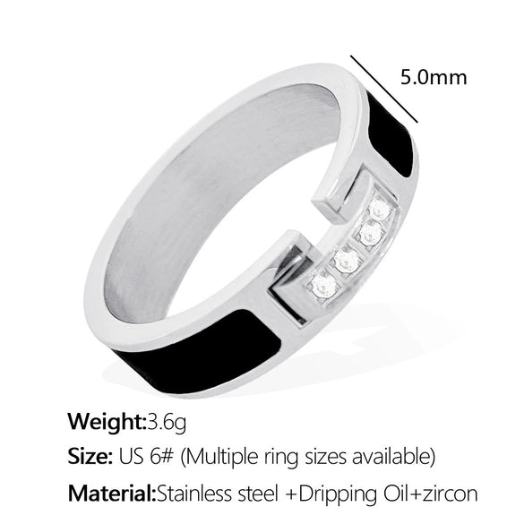 Wholesale 316L Stainless Steel Geometric Diamond Ring And Bracelet Simple Style