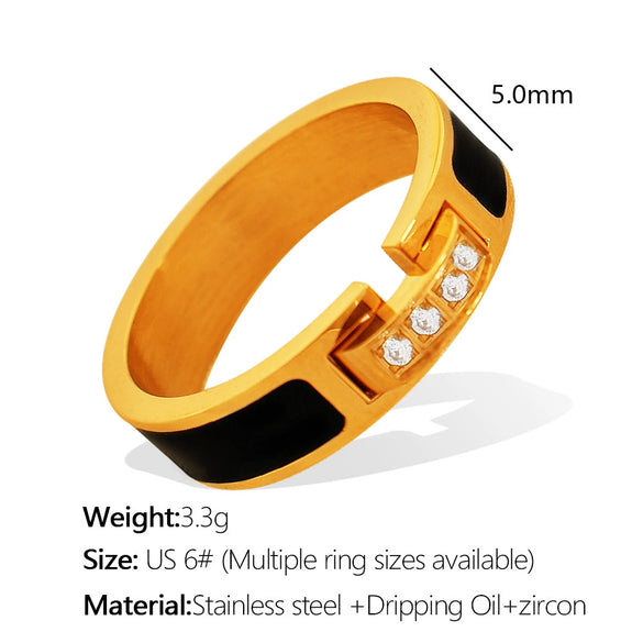 Wholesale 316L Stainless Steel Geometric Diamond Ring And Bracelet Simple Style