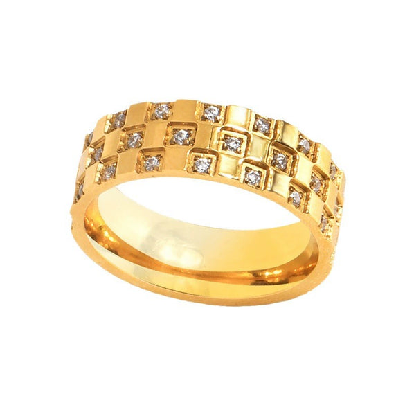 Wholesale Titanium Steel Geometric Diamondencrusted Square Ring Jewelry