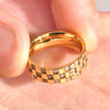Wholesale Titanium Steel Geometric Diamondencrusted Square Ring Jewelry
