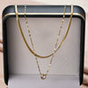 Wholesale Titanium Steel Geometric Double Layer Overlapping Clavicle Chain Necklace For Women Electroplated Cold Style