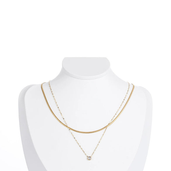 Wholesale Titanium Steel Geometric Double Layer Overlapping Clavicle Chain Necklace For Women Electroplated Cold Style