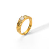 Wholesale Titanium Steel Geometric Double Layer Ring With 18K Gold Electroplated And Casting Finish Unisex