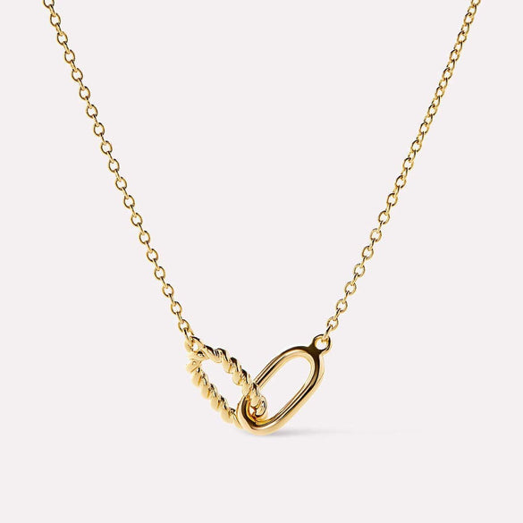 Wholesale Titanium Steel Geometric Double Loop Interlocking Circle Pendant Clavicle Chain Necklace For Ladies