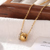 Wholesale Titanium Steel Geometric Double Ring Necklace With O Word Chain Electroplated Jewelry For Women