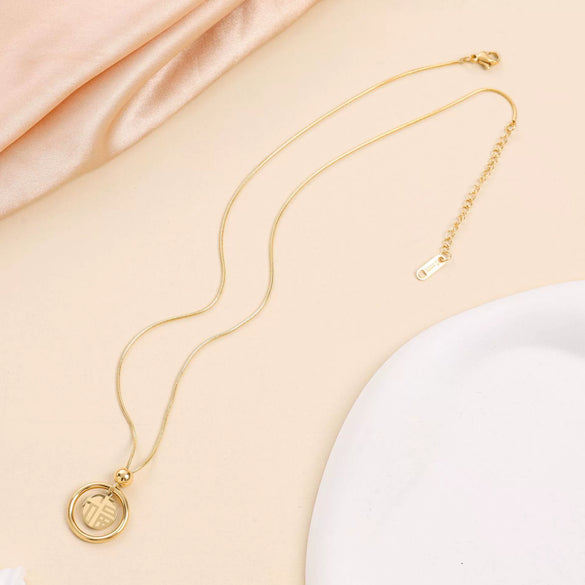 Wholesale Titanium Steel Geometric Double Sided Necklace For Women With Snake Bone Chain And Electroplating