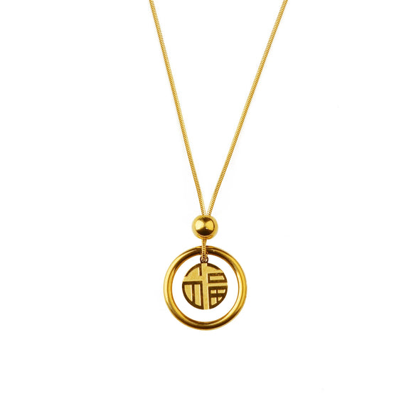 Wholesale Titanium Steel Geometric Double Sided Necklace For Women With Snake Bone Chain And Electroplating