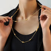 Wholesale Titanium Steel Geometric Doublelayer Beaded Sweater Chain Necklace For Women Light Luxury Style Electroplated