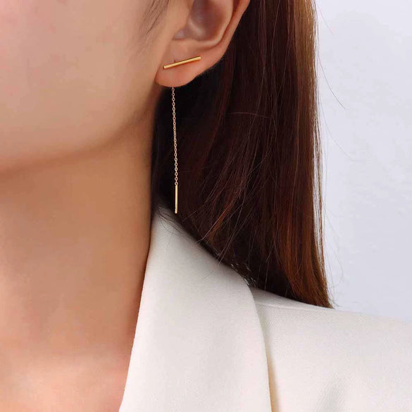 Wholesale Titanium Steel Geometric Drop Shape Electroplated Women's Earrings