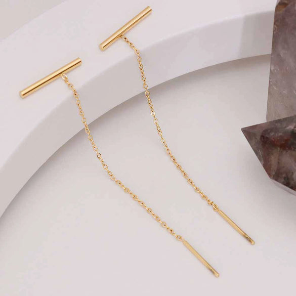 Wholesale Titanium Steel Geometric Drop Shape Electroplated Women's Earrings
