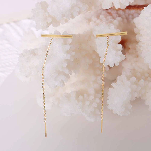 Wholesale Titanium Steel Geometric Drop Shape Electroplated Women's Earrings