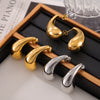Wholesale 316L Stainless Steel Geometric Drop Shape Hollow Exaggerated Crescent Women's Earrings With Electroplating