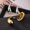 Wholesale 316L Stainless Steel Geometric Drop Shape Hollow Exaggerated Crescent Women's Earrings With Electroplating
