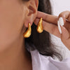 Wholesale 316L Stainless Steel Geometric Drop Shape Hollow Exaggerated Crescent Women's Earrings With Electroplating