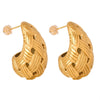 Wholesale Titanium Steel Geometric Drop Shaped Earrings Plated 18K Gold With Woven Texture And Simple Style