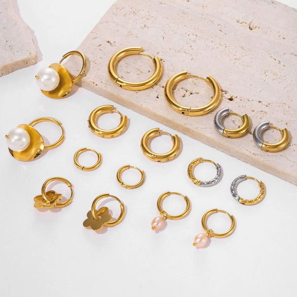 Wholesale 316L Stainless Steel Geometric Earrings Electroplated 18K Gold For Women