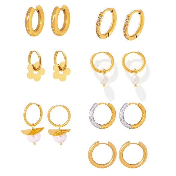 Wholesale 316L Stainless Steel Geometric Earrings Electroplated 18K Gold For Women