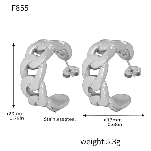 Wholesale 316L Stainless Steel Geometric Earrings Electroplated 18K Real Gold Chain Casting Fashion Light Luxury Personality Trendy For Women