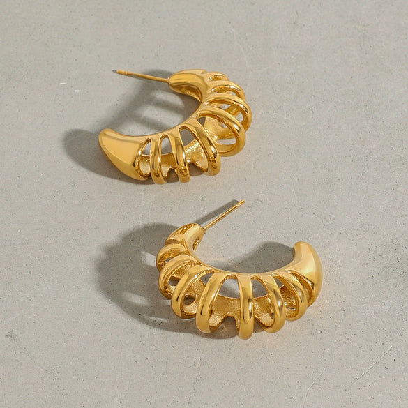 Wholesale Titanium Steel Geometric Earrings Electroplated Old Money Style
