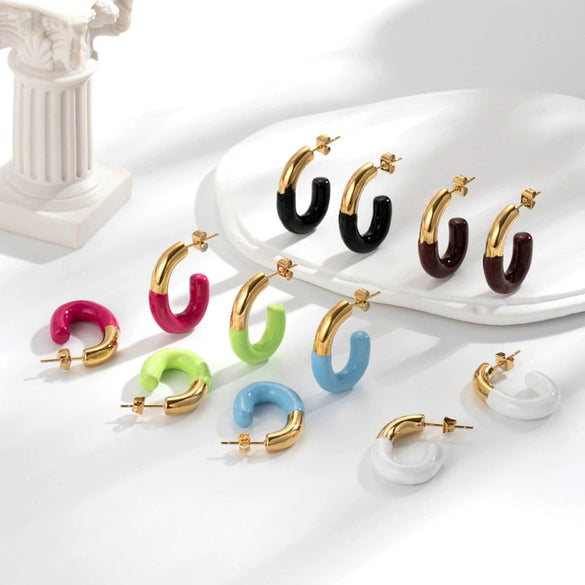 Wholesale Titanium Steel Geometric Earrings Electroplated Sweet Style