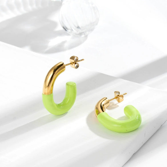 Wholesale Titanium Steel Geometric Earrings Electroplated Sweet Style