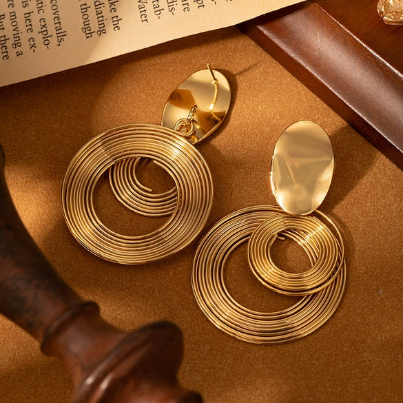 Wholesale Titanium Steel Geometric Earrings For Women Electroplated Simple Style