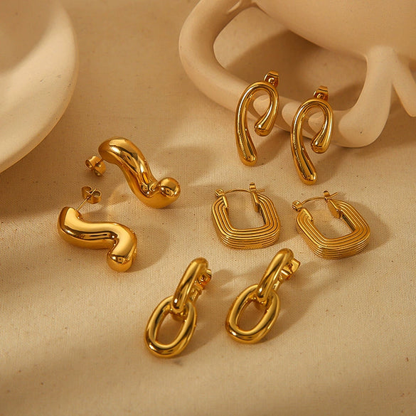 Wholesale Titanium Steel Geometric Earrings For Women With Electroplating Treatment