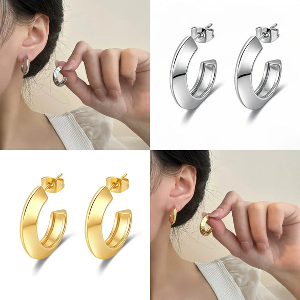 Wholesale Titanium Steel Geometric Earrings With Electroplating For Women Antiallergy And Stylish
