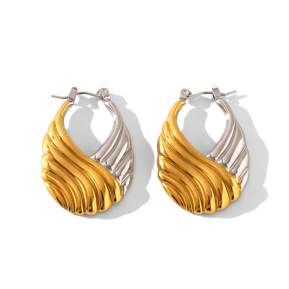 Wholesale Titanium Steel Geometric Earrings With Gold And Silver Color Matching And Electroplating