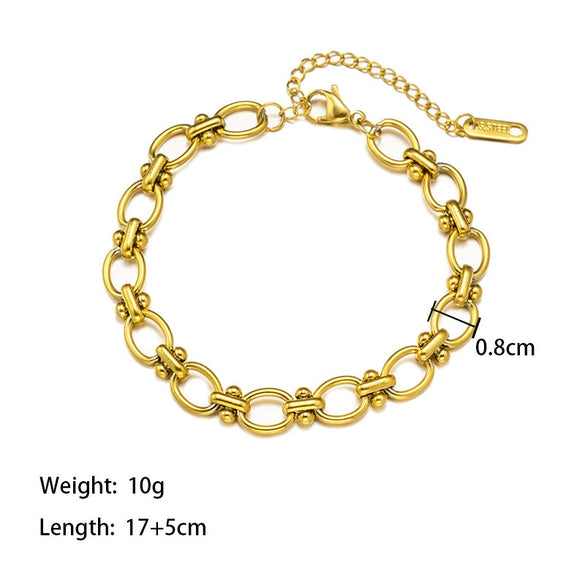 Wholesale Titanium Steel Geometric Electroplated Chain Necklace And Bracelet Jewelry For Women