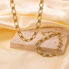 Wholesale Titanium Steel Geometric Electroplated Chain Necklace And Bracelet Jewelry For Women