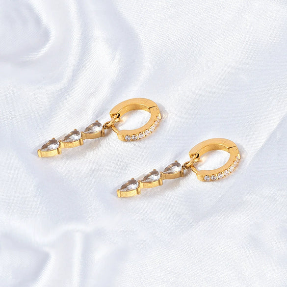 Wholesale Titanium Steel Geometric Electroplated Ear Buckle Earrings For Women