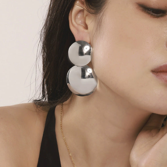 Wholesale Titanium Steel Geometric Electroplated Exaggerated Women's Earrings