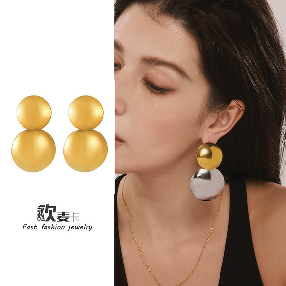 Wholesale Titanium Steel Geometric Electroplated Exaggerated Women's Earrings