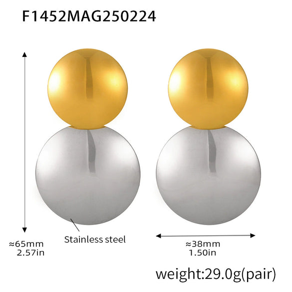 Wholesale Titanium Steel Geometric Electroplated Exaggerated Women's Earrings