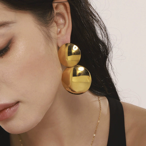 Wholesale Titanium Steel Geometric Electroplated Exaggerated Women's Earrings