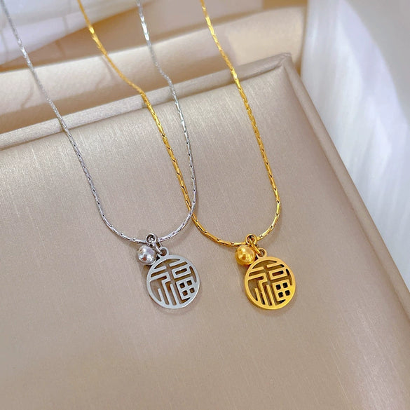 Wholesale Titanium Steel Geometric Electroplated Necklace