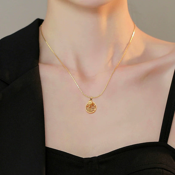 Wholesale Titanium Steel Geometric Electroplated Necklace