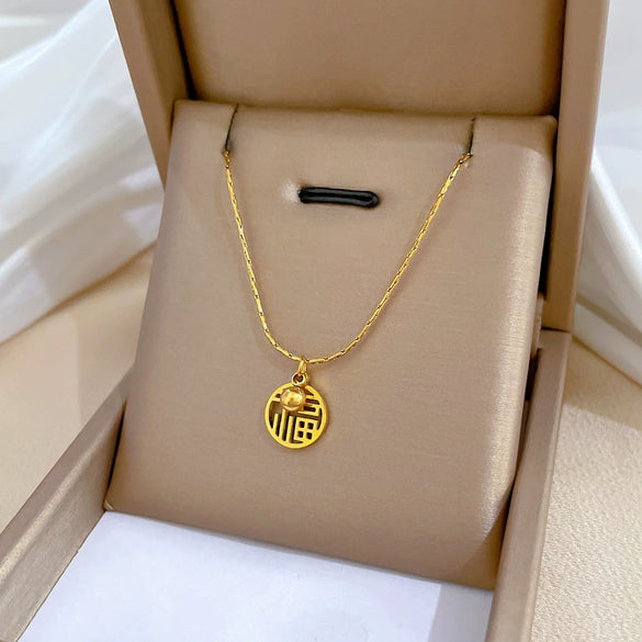Wholesale Titanium Steel Geometric Electroplated Necklace