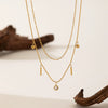 Wholesale Titanium Steel Geometric Electroplated O Word Chain Doublelayer Clavicle Necklace For Women