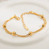 Wholesale Titanium Steel Geometric Electroplated Stacked Bracelet With Small Gold Beads For Women