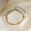 Wholesale Titanium Steel Geometric Electroplated Stacked Bracelet With Small Gold Beads For Women