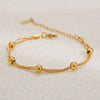 Wholesale Titanium Steel Geometric Electroplated Stacked Bracelet With Small Gold Beads For Women