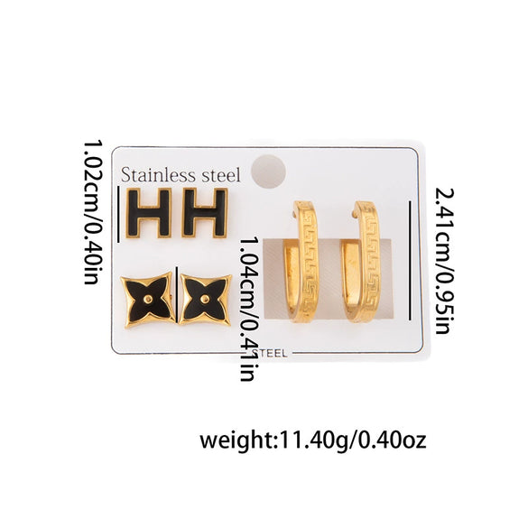 Wholesale Titanium Steel Geometric Electroplated Women's Fashion Earrings