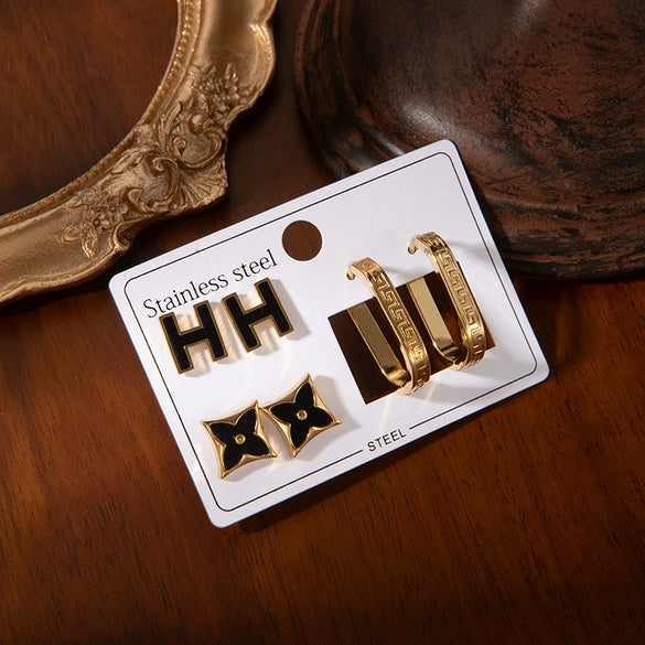 Wholesale Titanium Steel Geometric Electroplated Women's Fashion Earrings