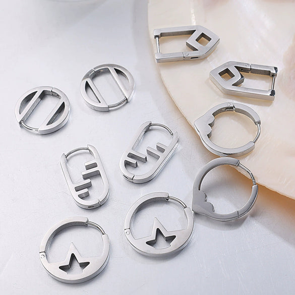 Wholesale 316L Stainless Steel Geometric Electroplated Women's Fashion Retro Light Luxury Earrings
