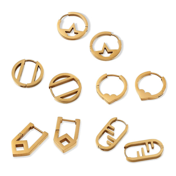 Wholesale 316L Stainless Steel Geometric Electroplated Women's Fashion Retro Light Luxury Earrings