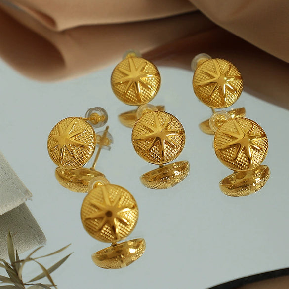 Wholesale 316L Stainless Steel Geometric Electroplated Women's Retro Light Luxury Earrings